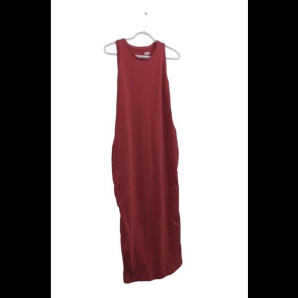 Old Navy Womens Maternity Red Sleeveless Fitted Body Con Maxi Dress Size M​​​​